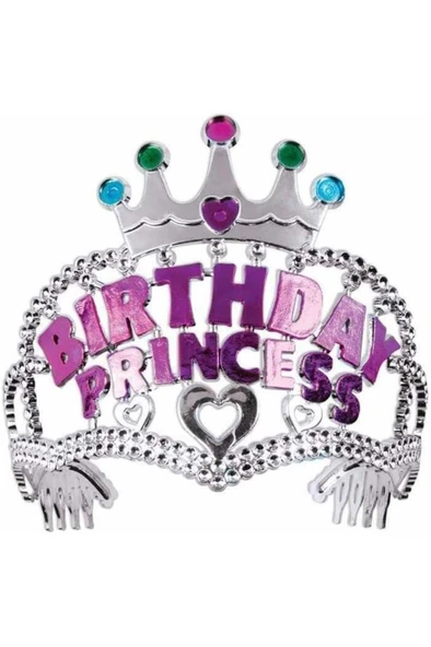 11x12 cm Kız Çocuk Prenses Parti Tacı Birthday Princess Yazılı Taç Doğum Günü Kostüm Tacı - 3