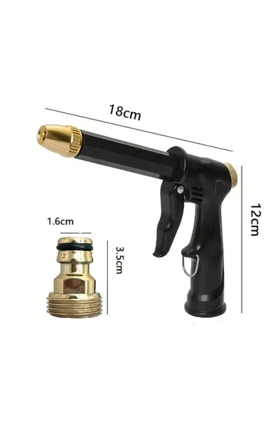 Hortum Ucu Tabanca Araç Oto Yıkama Bahçe Çim Sulama Tazyikli Başlık Su Püskürtme Tabancası - Resim 4