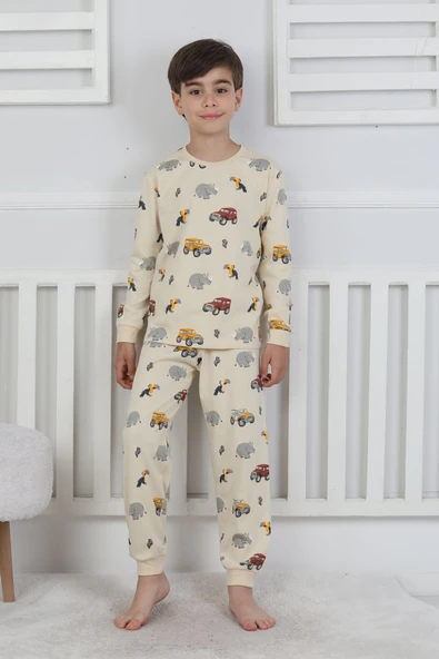 Mini Safari Desenli Erkek Çocuk Pijama Takımı - 6