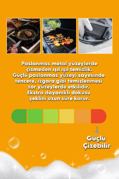 2 Adet Sihirli Inox Tel Bulaşık Süngeri  Paslanmaz Çelik Yağ ve Kir Sökücü Sünger - 5