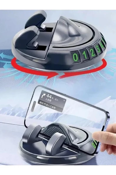 Araç İçi Telefon Tutucu Numaratik 360 Dönen Park Telefon Numaratör Torpido Üstü Telefon Tutacağı - Resim 6