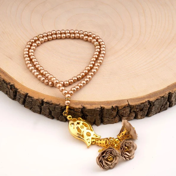 Laleli Güllü Tesbih Gold (99lu - 6mm)