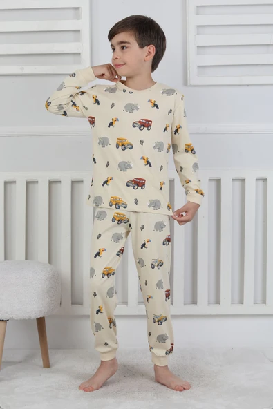 Mini Safari Desenli Erkek Çocuk Pijama Takımı - 3
