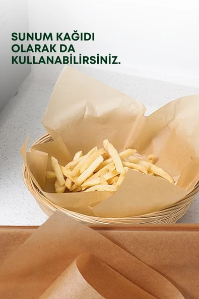 3 Adet 10 Metre Ağartılmamış Doğal Hazır Kesilmiş Pişirme Sunum Kağıdı Yağ Geçirmez Fırın Kağıdı - 3