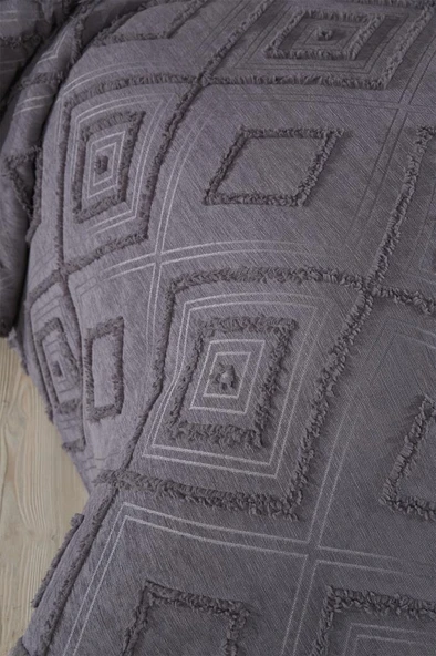 Çeyiz Diyarı Samira 2 Parça Tek Kişilik Pike Takımı Antrasit - Resim 4