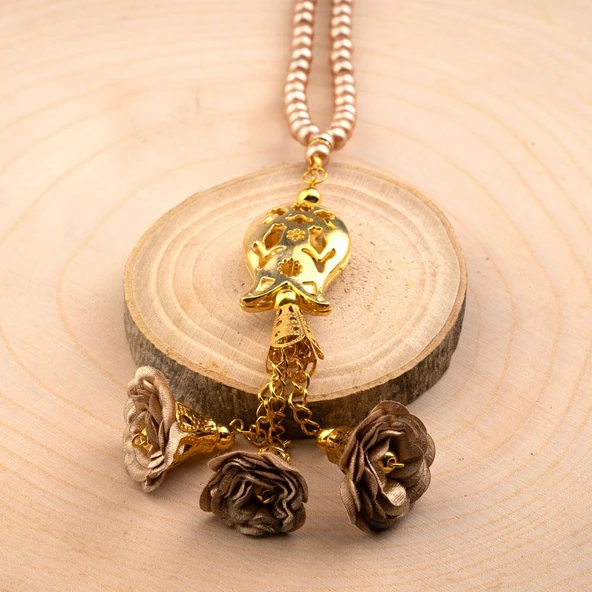 Laleli Güllü Tesbih Gold (99lu - 6mm) - 2