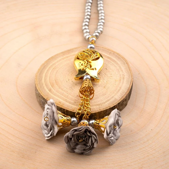 Laleli Güllü Tesbih Gri (99lu - 6mm) - 2