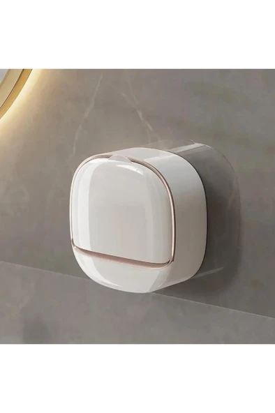 Kapaklı Oval Sabunluk Yapışkanlı Duvara Monte Banyo Mutfak Süngerlik Su Tutmaz Sabun Kutusu - 8