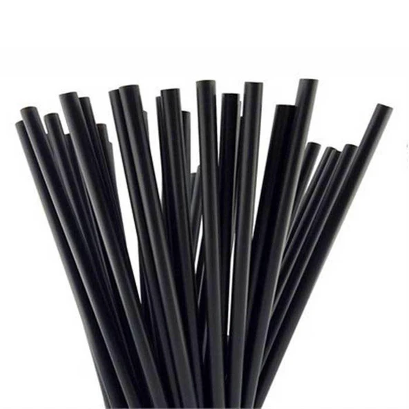 Dökme Kalın Kokteyl Buzlu İçecek Pipet - Düz - Siyah - 22 Cm. - 8 mm. -100 Adetlik 10 Paket - 3