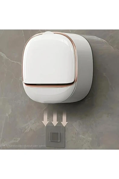 Kapaklı Oval Sabunluk Yapışkanlı Duvara Monte Banyo Mutfak Süngerlik Su Tutmaz Sabun Kutusu - 7