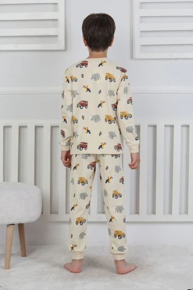 Mini Safari Desenli Erkek Çocuk Pijama Takımı - 8