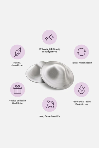 Koruyucu Gümüş Göğüs Ucu Kapakları Large - 2