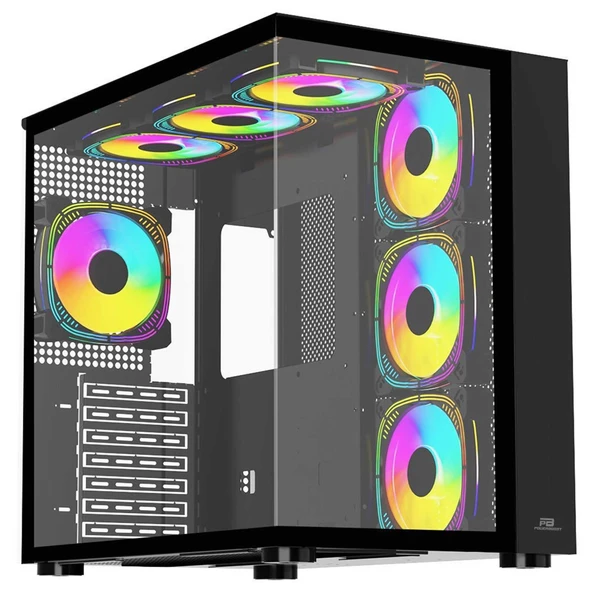 PowerBoost PB-SS02B USB 3.0 Sea View ATX RGB Fanlı Siyah Kasa (PSU Yok) - 2