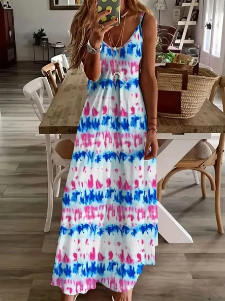 Kadın Askılı Tam Boy Süprem Elbise - Resim 3