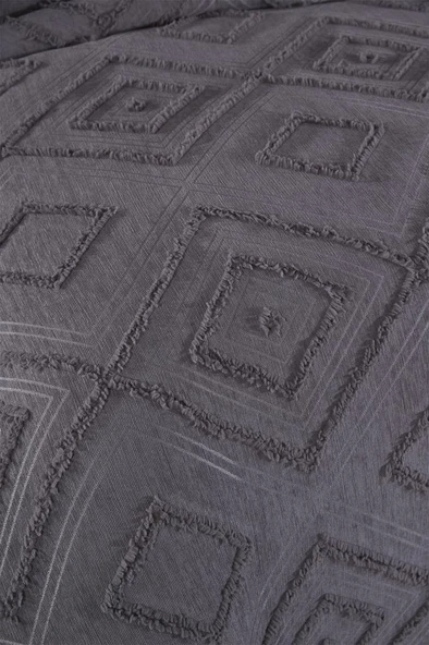 Çeyiz Diyarı Samira 2 Parça Tek Kişilik Pike Takımı Antrasit - Resim 3