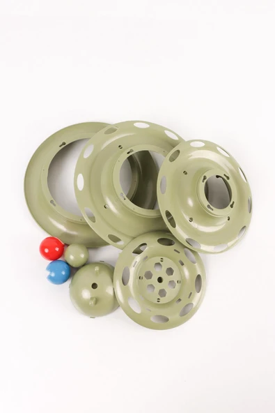 3 Katlı Toplu Yuvarlak Kedi Oyuncağı, Sarma Topu, Haki Yeşili  Toplu Yuvarlak Kedi Oyuncağı Kedi Eğlencesi - 4