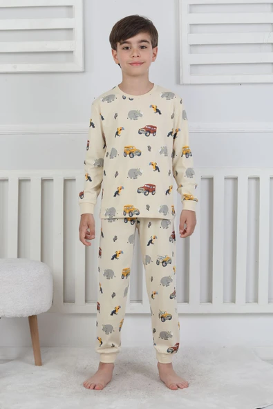 Mini Safari Desenli Erkek Çocuk Pijama Takımı - 1