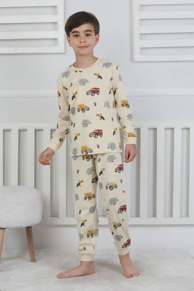 Mini Safari Desenli Erkek Çocuk Pijama Takımı - 4