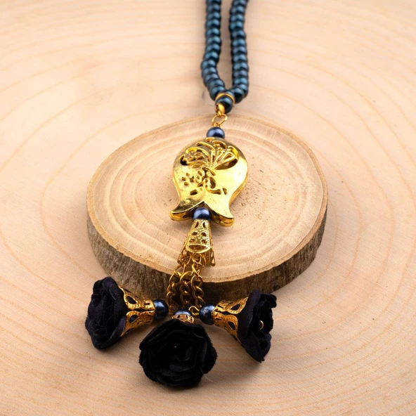 Laleli Güllü Tesbih Lacivert (99lu - 6mm) - 2