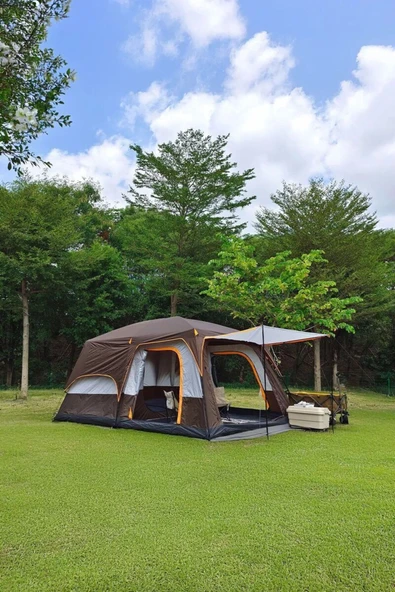 VANCKEY 10 Kişilik 2 Odalı Geniş Dayanıklı Tenteli Kamp Çadırı 430x305x200 - Resim 2