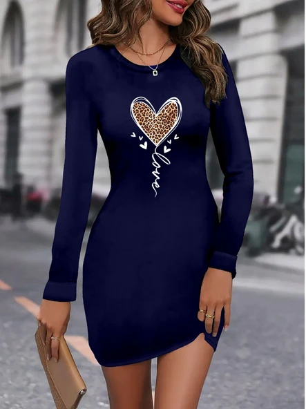 Kadın Uzun Kollu Bisiklet Yaka Kısa Viskon Iki Iplik Elbise ürün görseli