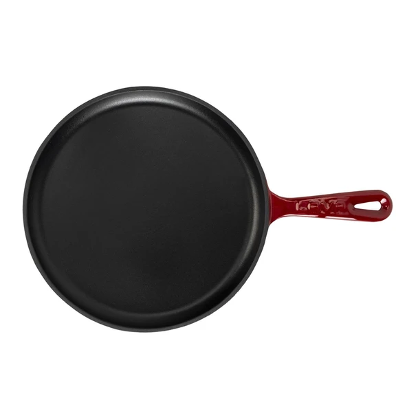 Lava Döküm Yuvarlak Pizza Krep Pankek Tavası Döküm Demir Yekpare Saplı Çap(Ø)26cm.-Bordo - 3