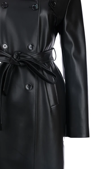 Kazayağı Desenli Metal Aksesuarlı Kaban Trençkot Ekol - 7