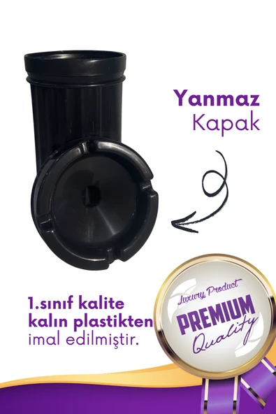 4 Adet Siyah Çizgili Dekoratif Plastik Kokusuz Yanmaz Küllük Kül Tablası - 2