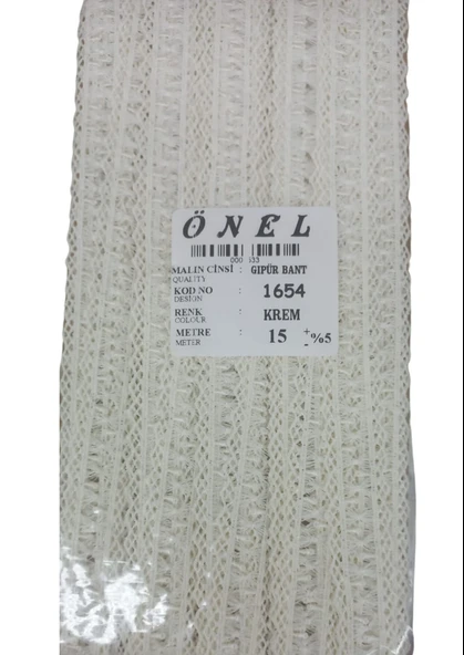 Dantel Polyester Güpür Bant Krem 15 Metre En 3 cm ON-1654-K ürün görseli
