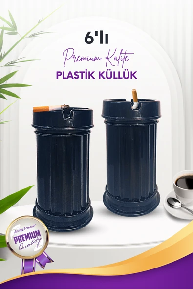 1 Adet Siyah Çizgili Dekoratif Plastik Kokusuz Yanmaz Küllük Kül Tablası - 1