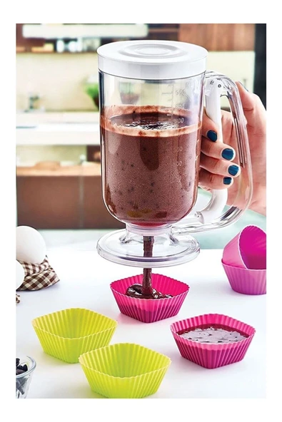 Pankek Dağıtıcı Hamur Porsiyonlayıcı Şekillendirici 900 ml Dökme Aparatı Beyaz - Resim 2