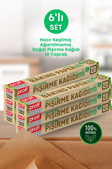 6 Adet 10 Yaprak Ağartılmamış Doğal Hazır Kesilmiş Pişirme Sunum Kağıdı  Yağ Geçirmez Fırın Kağıdı ürün görseli