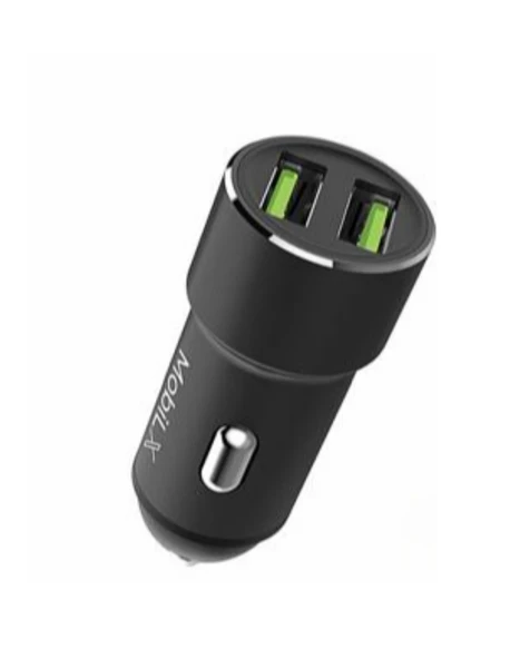 MobiLX MC-02 2.4A Çift USB Portlu Metal Araç Şarj Cihazı | Type-C ve Lightning Kablo Uyumlu – Siyah - 4