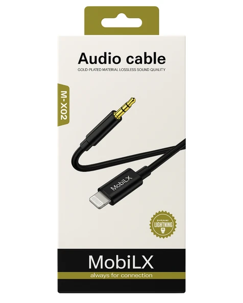 MobiLX M-X02 Lightning to 3.5mm AUX Ses Kablosu – iPhone Uyumlu, Stereo Ses Destekli, Altın Uçlu - 2