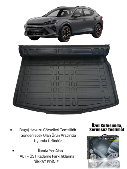 Sahler Cupra Formentor Mild Hybrid 2024+ Uyumlu 4.5D Premium Havuzlu Oto Paspas ve Liner Marka 3D ÜST Bagaj Havuzu - Resim 2