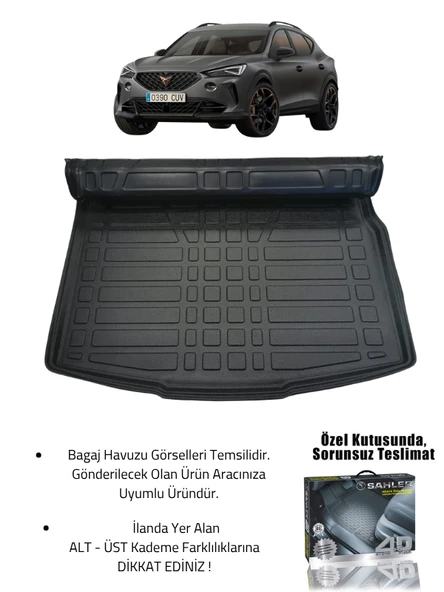 Sahler Cupra Formentor 2020-2024 Uyumlu 4.5D Premium Havuzlu Oto Paspas ve Liner Marka 3D ÜST Bagaj Havuzu - Resim 2