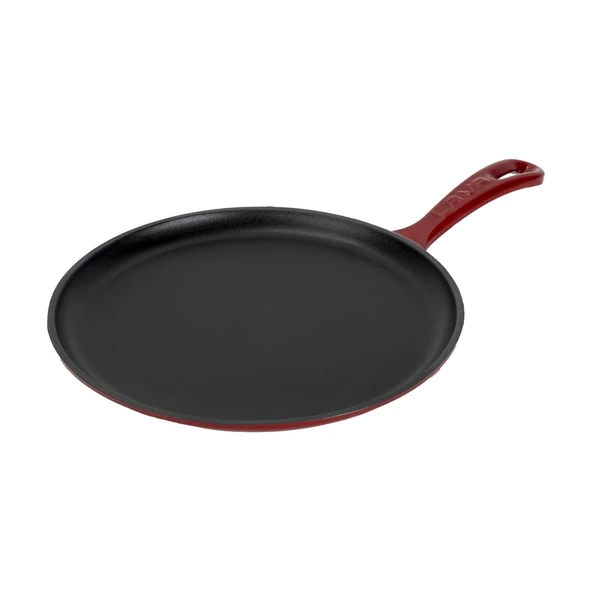 Lava Döküm Yuvarlak Pizza Krep Pankek Tavası Döküm Demir Yekpare Saplı Çap(Ø)26cm.-Bordo - 2