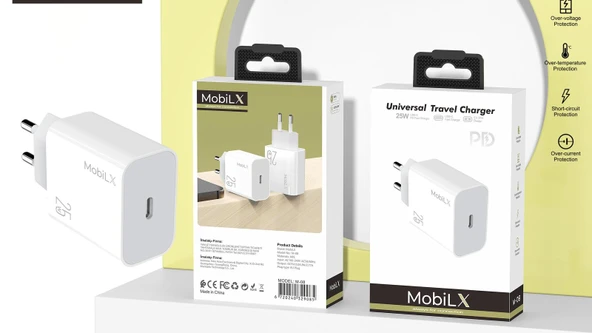 MobiLX M-08 25W Type-C Hızlı Şarj Adaptörü | Samsung, iPhone, Xiaomi, Oppo, Huawei, Reeder Uyumlu - 5