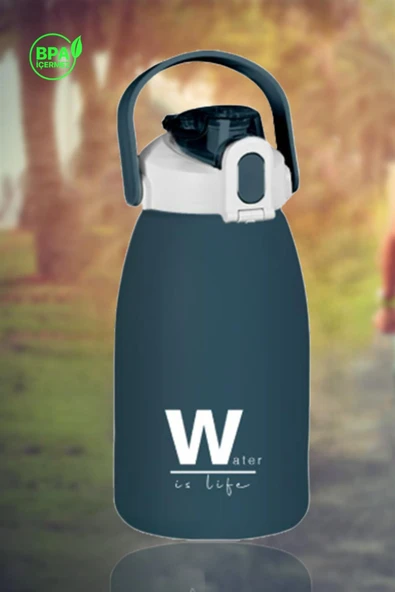 BPA İçermez 1500 ml Mavi Su Matarası – Taşıma Askılı, Kilitli Kapaklı, Spor Günlük Kullanıma Uygun - Resim 4