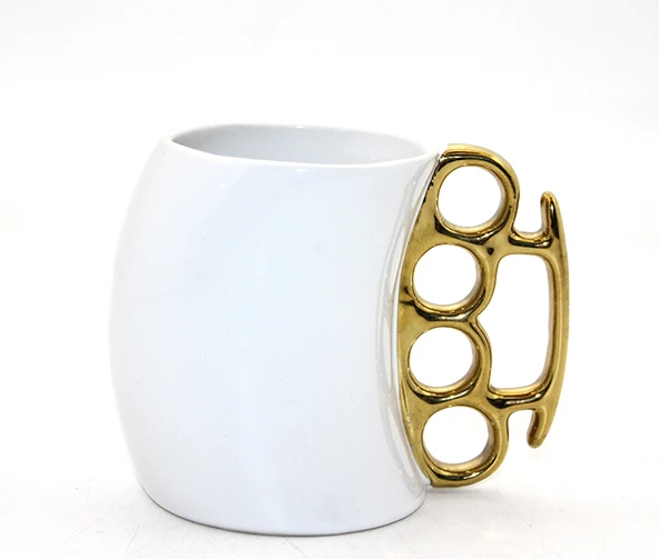 Porselen Muşta Tasarımlı Kupa Bardak Beyaz Renk ürün görseli