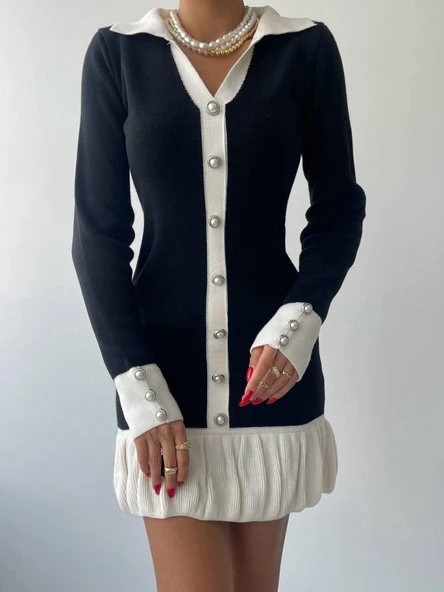 Bochum İnci Düğmeli Mini Elbise - Resim 2