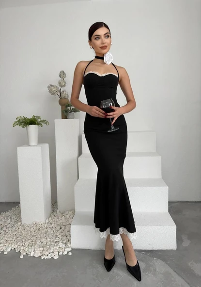 Monea Boyundan Bağlamalı Elbise - Resim 6