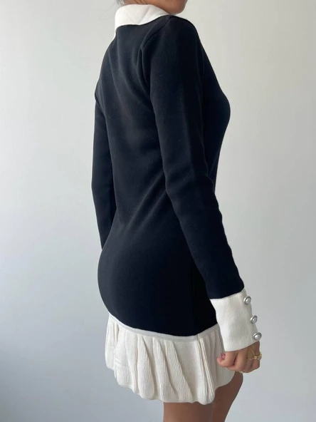 Bochum İnci Düğmeli Mini Elbise - Resim 4