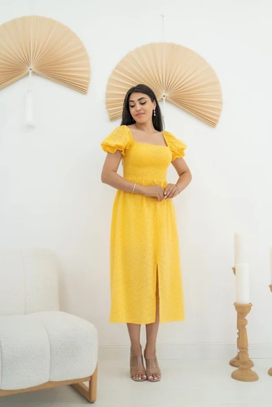 Sarı Tokalı Fisto Elbise - Resim 2