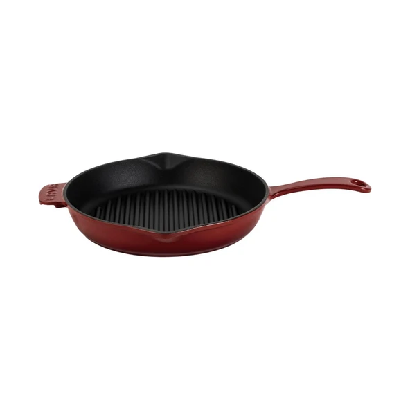 Lava Döküm Yuvarlak Izgara Tava Döküm Demir Yekpare Saplı Çap(Ø)28cm.Bordo ürün görseli