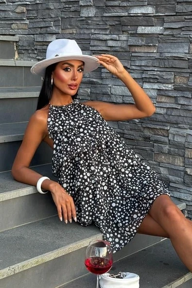 Fırfırlı Şifon Elbise 2905-08 - Resim 9