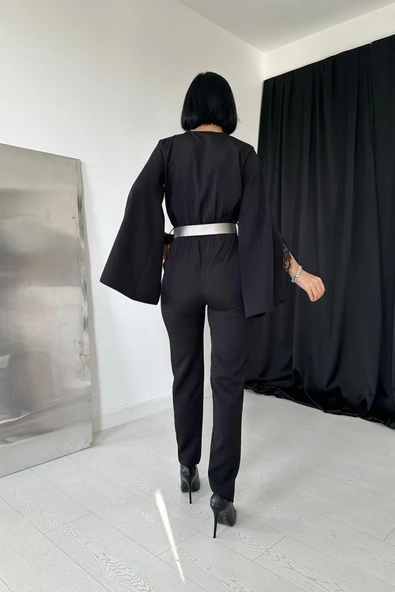 Siyah Yırtmaçlı Tulum - Resim 4