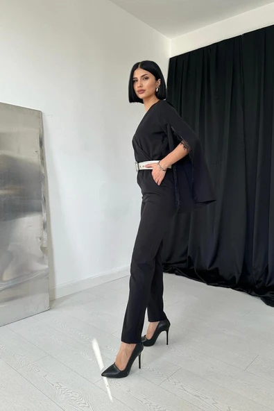 Siyah Yırtmaçlı Tulum - Resim 6