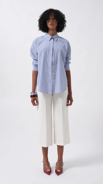 Çizgili Basic Gömlek - Resim 2