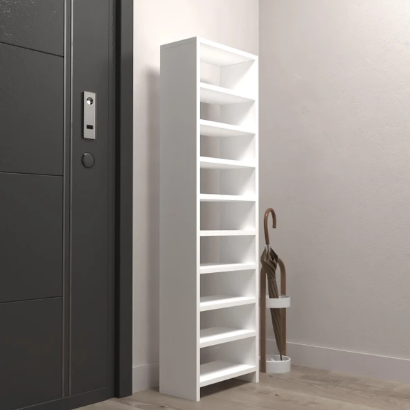 Kenzlife ayakkabılık mısri mat beyaz suntalam 140*040*20 onsekiz çift ayakkabı kapasitesi arkalıksız - 3